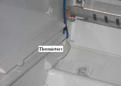 Freezer thermistor location 