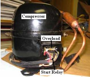 Overload and relay on compressor 
