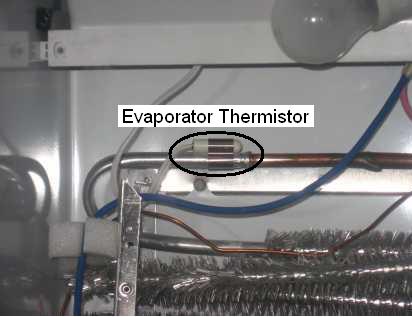 Evaporator thermistor location 